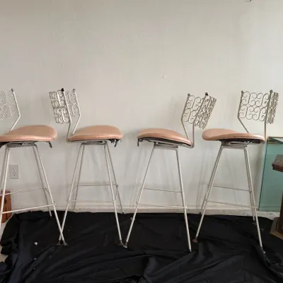 Set of 4 Vintage Retro Bar Stools – Mid-Century Modern Style