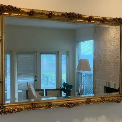 Large Mirror In Rose Flower Gold Frame