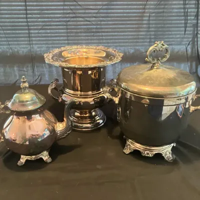 F. B. Rogers 7761 & 7799 Sliver Plate Lot with a Silver Plate Tea Pot 