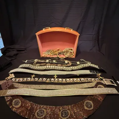  Set Or ornate fashion belts And Costume Jewelry 