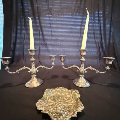 Set of vintage silver-plated tabletop items