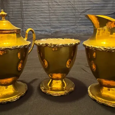 Vintage Royal Winton Grimwades Gold Lustre 3-Piece Service Set