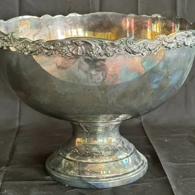 Vintage Silver-Plated Footed Punch Bowl