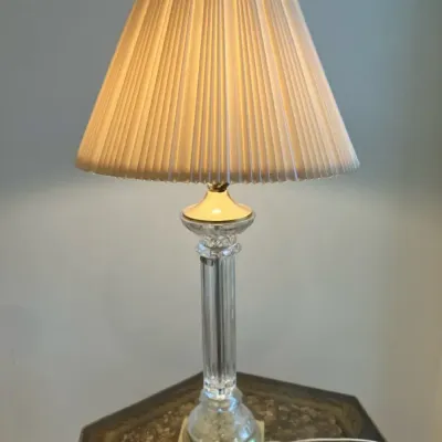Reeded Crystal Column Lamp with Brass Base