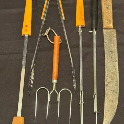Vintage Mid-Century Retro BBQ Grilling Tool Set – 6-Piece Lot