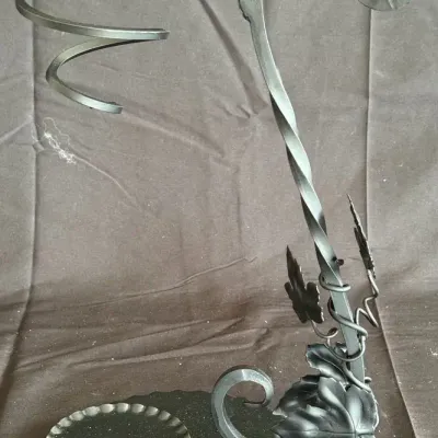 Vintage Wrought Iron Wine Decanter Stand – Hand-Forged Grape Vine & Leaf Dispenser Holder
