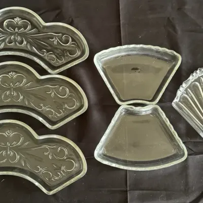 Vintage Clear Glass Relish Tray Inserts 