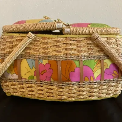 Vintage 1970s Sewing Basket 