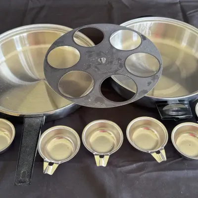 Vintage Multi-Ply Stainless Steel Skillet & 6-Cup Egg Poacher Breakfast Set