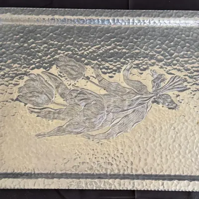 Vintage Rodney Kent Hammered Aluminum Serving Tray – Hand Wrought Tulip Pattern