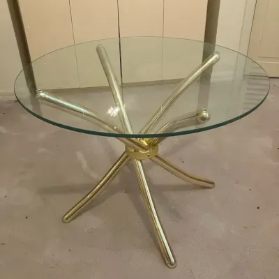 Smaller Glass Top Gold Accent Table with Sculptural Metal Base #2 of 2