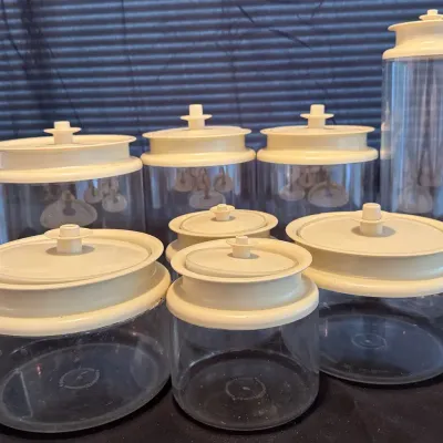 Vintage 1970s Tupperware Counterparts Acrylic Kitchen Storage Canister Lot