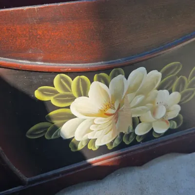 LOCAL PICKUP ONLY - Vintage Hand-Painted Floral Wooden Storage Chest / Blanket Box