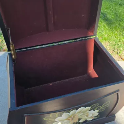 LOCAL PICKUP ONLY - Vintage Hand-Painted Floral Wooden Storage Chest / Blanket Box