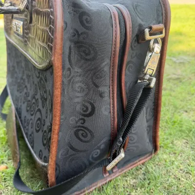Brighton Travel Collection Organizer Bag with Croc Embossed Trim & Floral Interior