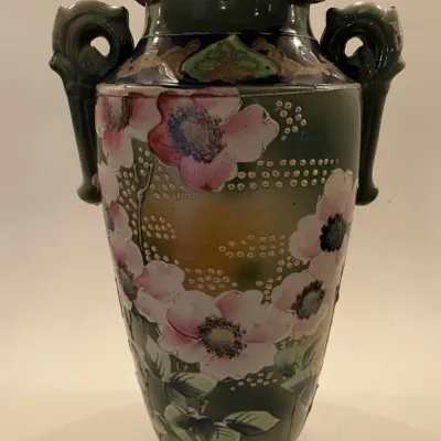 Sale Photo Thumbnail #96: Antique Nippon Moriage Floral Vase 