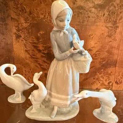 Sale Photo Thumbnail #14: Lladro Girl with Geese Porcelain Figurine #4568 