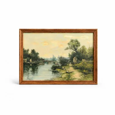 70 vintageframedriverlandscapeoilpaintingsigned