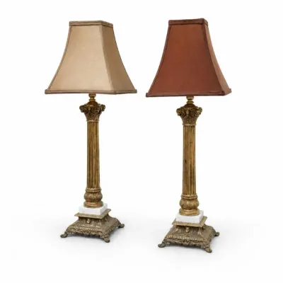 86 pairhollywoodregencybrassmarblecolumntablelamps