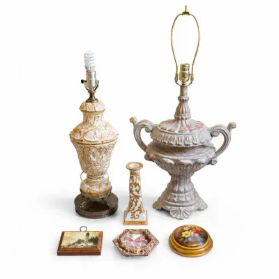 124 vintagecapodimontelamp decorcollectionlotitalian