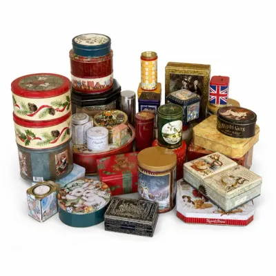 101 vintagedecorativetinboxlotholidaycookiestorage