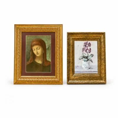 145 vintageframedartprintlotmadonnafloralgoldframes