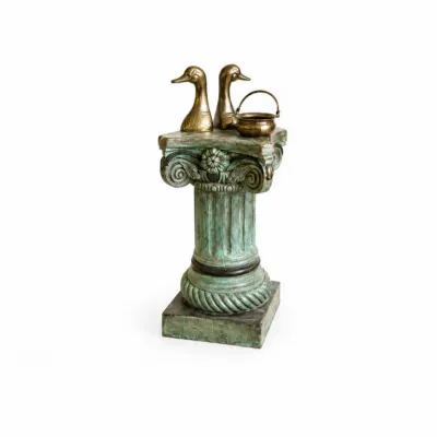 172 vintagecorinthianpedestal brassduckdecorset