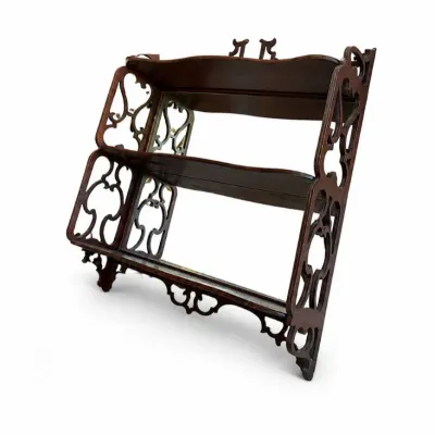 143 raregorgeous1940sedwardianornatemahoganyhandcarvedwallshelf