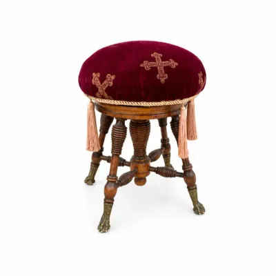 39 antiquevictorianwalnutpianostoolclawfeetseat