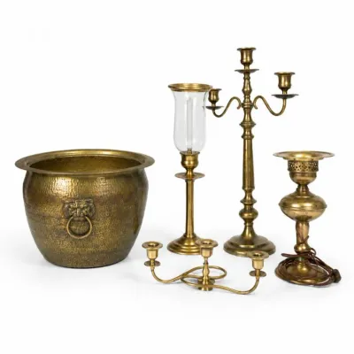 91 vintagebrassdecorcollectionplantercandelabralamp