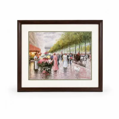 160 vintageframedparisstreetsceneprintbychun1992