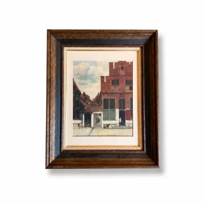 138 vermeerlittlestreetframedartprint11x14vintage