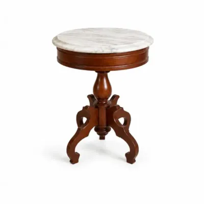 170 1950svictorianmarbletopmahoganypedestalaccenttable
