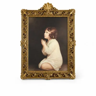 188 vintageitalianprayingchildbubbleglasspictureframe