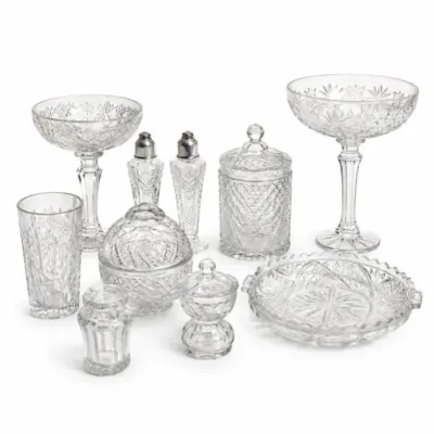 147 largevintagecutcrystalglasswareservinglot
