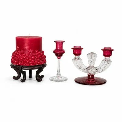 45 vintagecranberryglasscandleholderdecorcollection