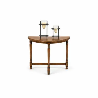167 rusticdemiluneconsoletable candleholders