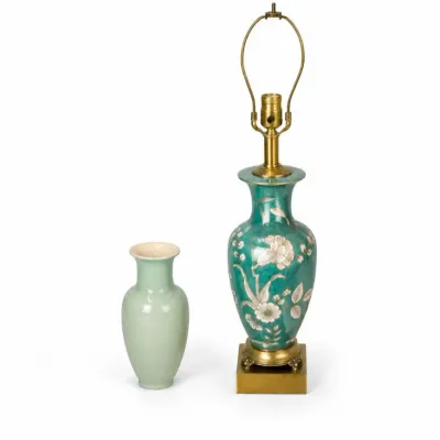 115 mannlesvasestablelamp blueartglassvaseset