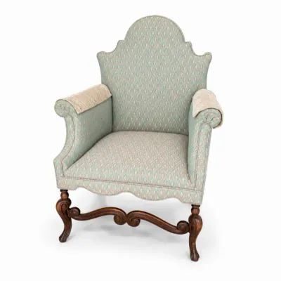96 vintagequeenannewingbackaccentchaircarvedwalnut