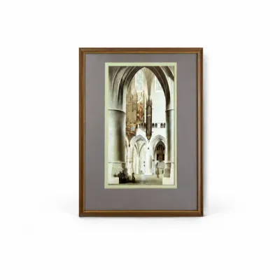 141 vintagegothiccathedralinteriorframedartprint