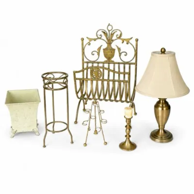 135 vintagebrassdecorlotlampcachepotmagazinerack