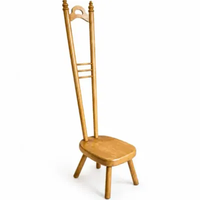 185 antiquehighbacktellcitymaplestoolstepcountryhomedecorplant