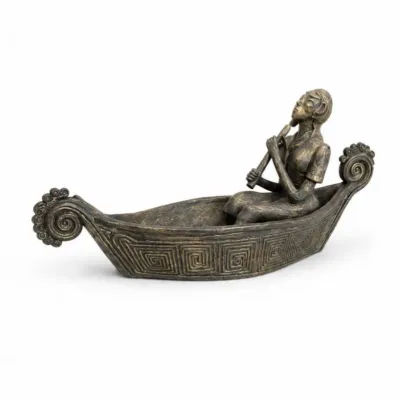 117 vintagebronzegreekboatsculpturetrinketdish
