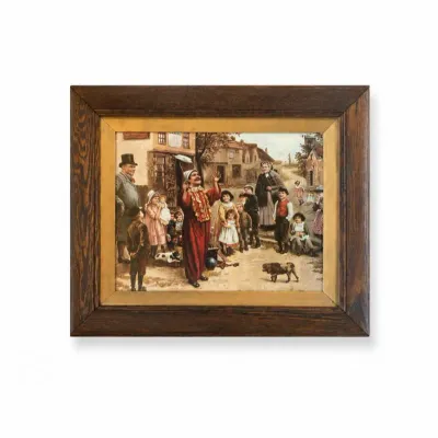 175 largeantiquevictorianstreetsceneprintwoodframedecor