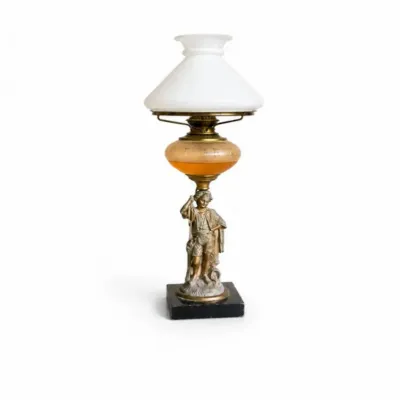 81 antiqueminiatureoillampfiguralboyaccentlampdecor