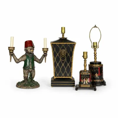 97 vintagechinoiserie figuraltablelamplotof4
