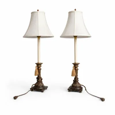 30 pairvintagetraditionaltablelampswithshadesbrass
