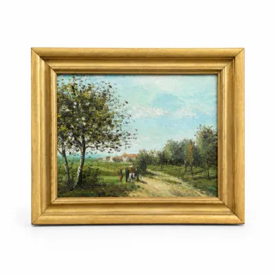 50 vintageelaforetfrenchlandscapeoilpaintingframed