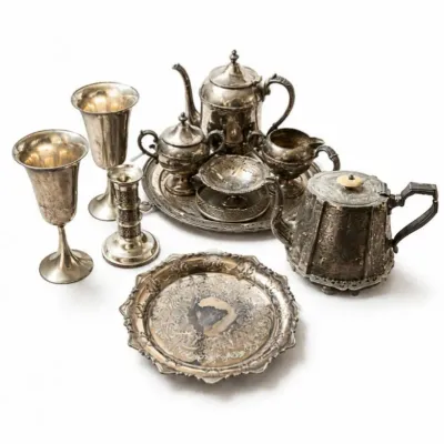 184 vintagesilverplateteaservice servingtraycollection
