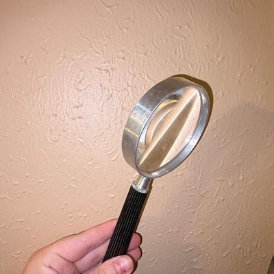 Sale Photo Thumbnail #381: Vintage 1960s Magnifying Glass with Ribbed Handle and Aluminum Frame